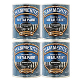 4X Hammerite Hammered Black Paint 750ml Tin Paint